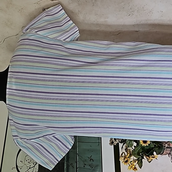 Vintage Kmart Short Sleeve Front Snap Striped  Housecoat Women's Size Medium - Picture 4 of 16